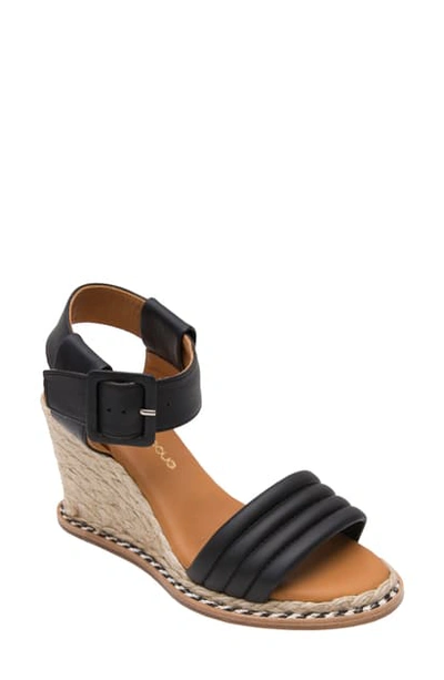 Shop Andre Assous Cleoni Wedge Sandal In Black Leather