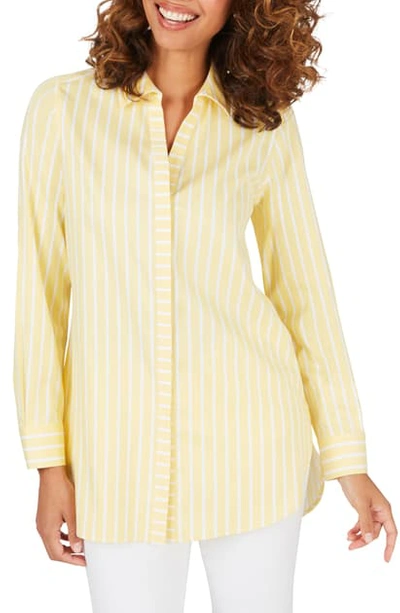 Shop Foxcroft Vera Stripe Non Iron Tunic Shirt In Sunbeam