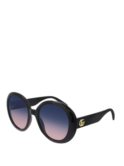 Shop Gucci Oversize Round Sunglasses In Black