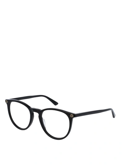 Shop Gucci Round Eyeglasses In Black