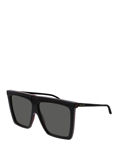 Shop Gucci Acetate Oversize Squared Sunglasses In Black