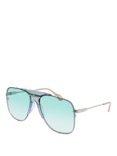 Shop Gucci Metal Aviator Sunglasses In Metallic