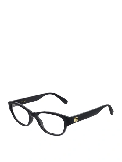 Shop Gucci Rectangular Eyeglasses In Black