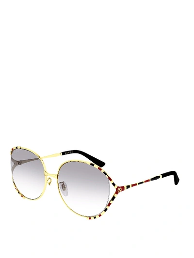 Shop Gucci Framed Arms Glasses In Gold