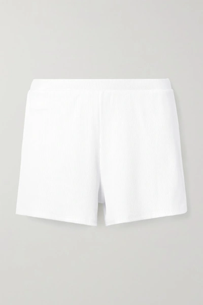 Shop Skin Indigo Ribbed Stretch-pima Cotton Jersey Shorts In White