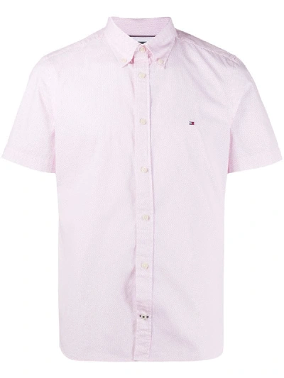 Shop Tommy Hilfiger Button-down Embroidered Logo Shirt In White