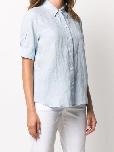 Shop Tommy Hilfiger Plain Linen Shirt In Blue