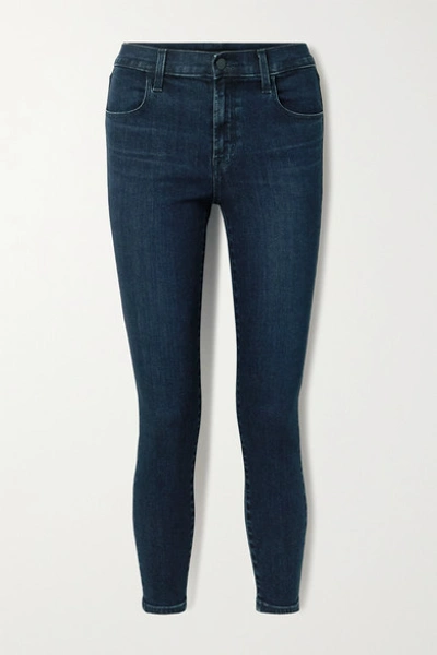 Shop J Brand Alana Cropped High-rise Skinny Jeans In Dark Denim