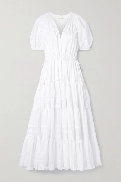 Shop Ulla Johnson Claribel Cotton-poplin Midi Dress In White