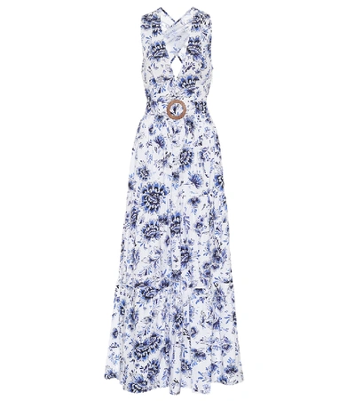 Shop Alexandra Miro Diana Printed Cotton Dress In Blue