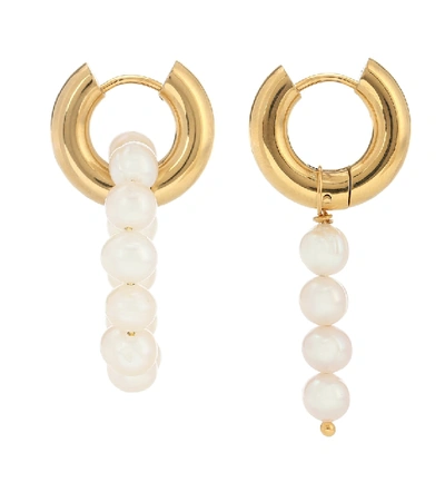 Shop Timeless Pearly Mismatched 24kt Gold-plated Hoop Earrings With Pearls