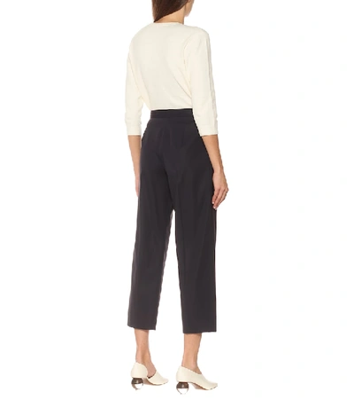 Shop Apc Amalfi Cotton-crêpe Straight Pants In Blue