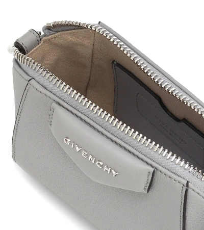 Shop Givenchy Antigona Nano Leather Crossbody Bag In Grey