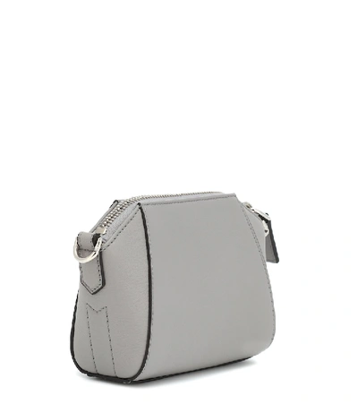 Shop Givenchy Antigona Nano Leather Crossbody Bag In Grey