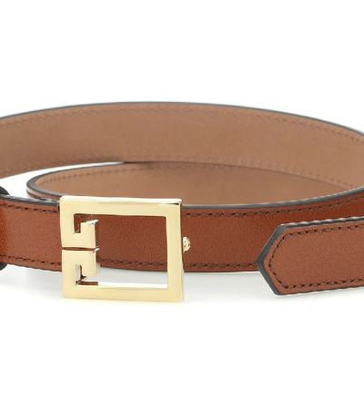 Shop Givenchy Double G Leather Belt In Brown