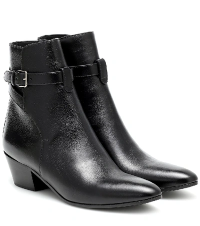 Shop Saint Laurent West Jodhpur 45 Leather Ankle Boots In Black