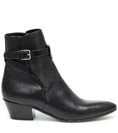 Shop Saint Laurent West Jodhpur 45 Leather Ankle Boots In Black