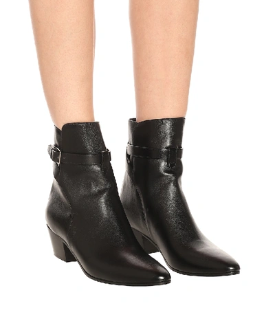Shop Saint Laurent West Jodhpur 45 Leather Ankle Boots In Black