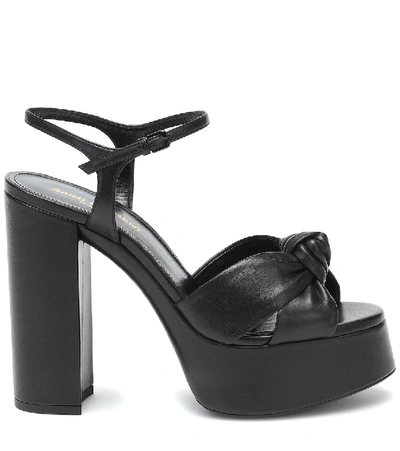 Shop Saint Laurent Bianca 125 Leather Platform Sandals In Noir