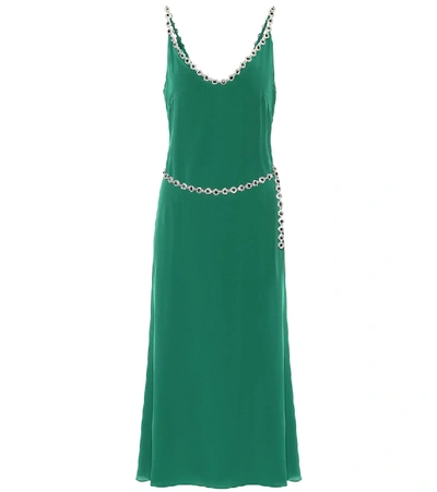 Shop Christopher Kane Embellished Silk-blend Crêpe Dress In Green