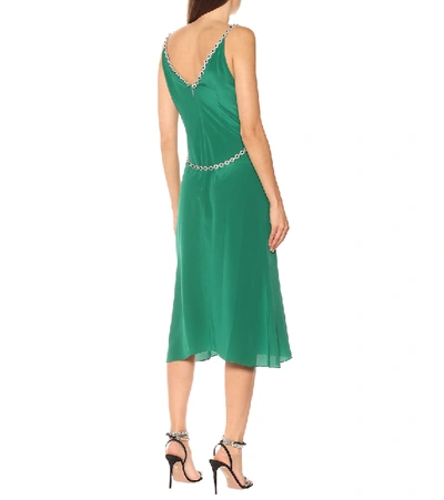 Shop Christopher Kane Embellished Silk-blend Crêpe Dress In Green