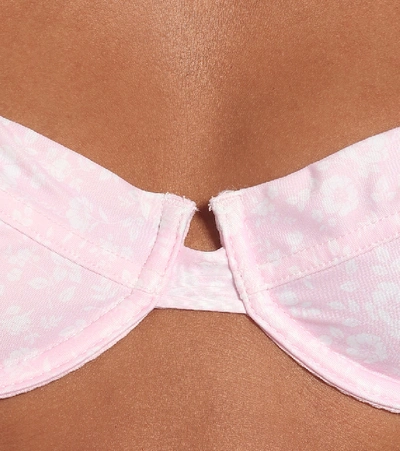 Shop Ganni Floral Bikini Top In Pink