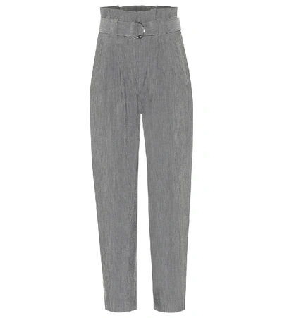 Shop Ganni Paperbag Wide-leg Pants In Grey