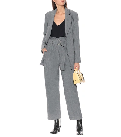 Shop Ganni Paperbag Wide-leg Pants In Grey