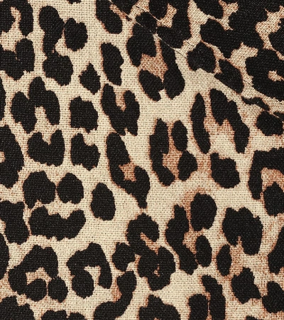 Shop Ganni Leopard-print Linen And Cotton Coat In Brown