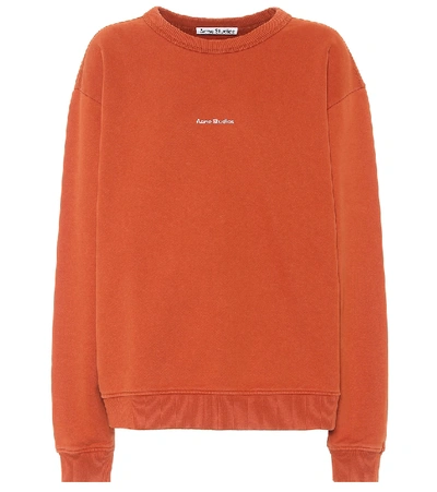 Shop Acne Studios Logo Cotton-jersey Sweatshirt In Orange