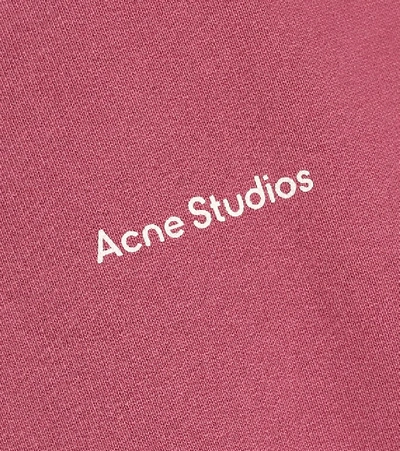 Shop Acne Studios Logo Cotton-jersey Hoodie In Purple