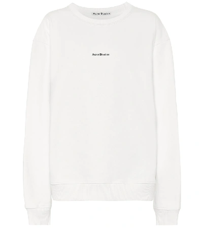 Shop Acne Studios Logo Cotton-jersey Sweatshirt In White