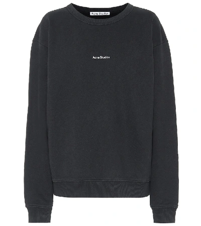 Shop Acne Studios Logo Cotton Jersey Sweatshirt In Black