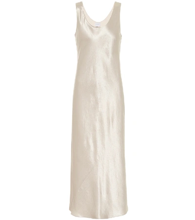 Shop Max Mara Leisure Talete Satin Midi Dress In White
