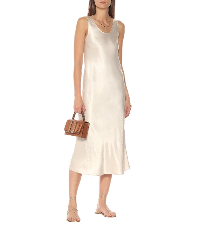 Shop Max Mara Leisure Talete Satin Midi Dress In White