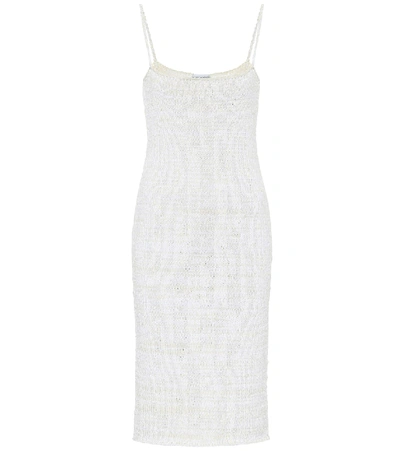 Shop Bottega Veneta Cotton-blend Knit Slip Dress In White