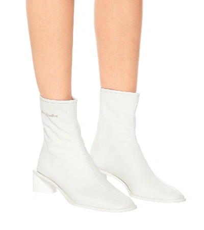 Shop Acne Studios Leather Ankle Boots In White