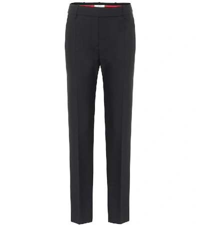 Shop Valentino High-rise Slim Wool-blend Pants In Black