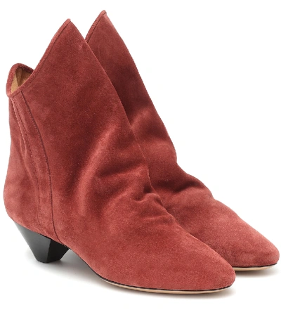 Isabel Marant Doey Suede Ankle Boots In Red | ModeSens