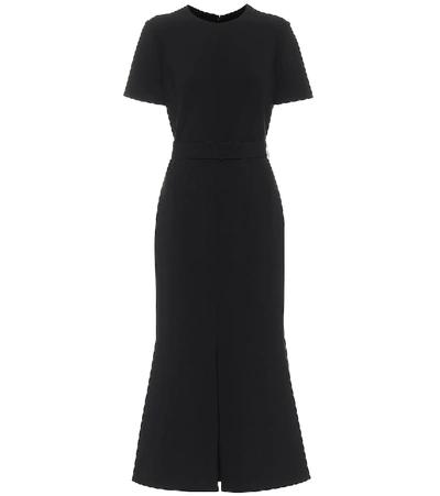 Shop Valentino Crêpe Midi Dress In Black