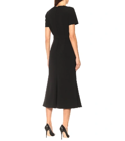 Shop Valentino Crêpe Midi Dress In Black