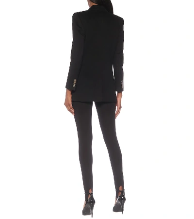 Shop Saint Laurent Pinstriped Wool Double-breasted Blazer In Black