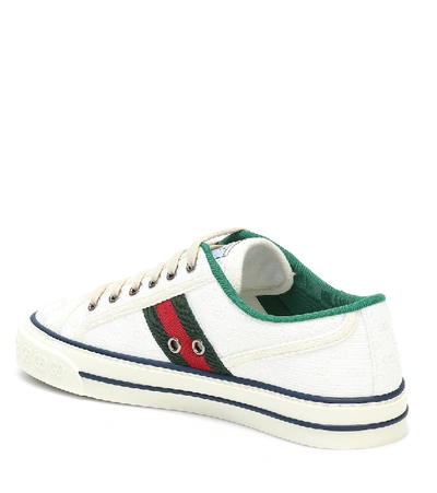 Shop Gucci Tennis 1977 Jacquard Sneakers In White