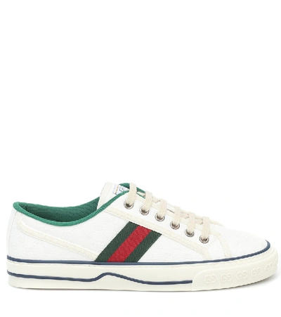 Shop Gucci Tennis 1977 Jacquard Sneakers In White