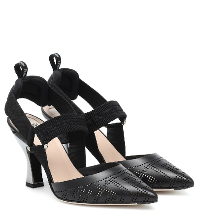 Shop Fendi Colibrì Leather Slingback Pumps In Black