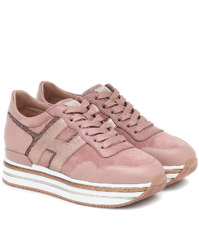 Shop Hogan H222 Midi Leather Sneakers In Pink