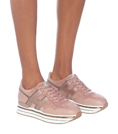Shop Hogan H222 Midi Leather Sneakers In Pink