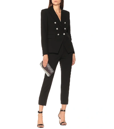 Veronica Beard Miller Dickey Double-breasted Grain De Poudre Blazer In Black