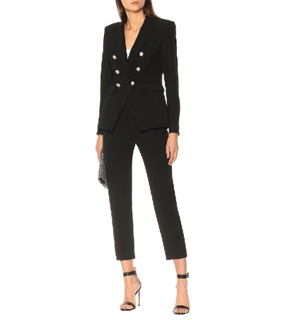 Veronica Beard Renzo Embossed Button Detail Trousers In Black