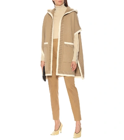 Shop Burberry Wool And Cashmere Jacquard Cape In Beige